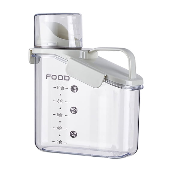ajkijo 1.6L Plastic Cereal Dispenser with Measuring Cup and Pour Spout for Kitchen Food Storage, Transparent Rice Container for Pantry Organization A