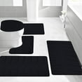 thumbnail image 1 of ajkijo 5-Piece Memory Foam Bath Mat Rug,Ultra Soft and Non-Slip Bathroom Rugs, Water Absorbent and Machine Washable Bath Rug for Bathroom, Shower, and Tub Black, 1 of 8