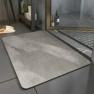 ajkijo Bathroom Floor Mat, Diatom Mud Non-Slip Quick Dry Absorbent, Washable Suitable For Under Door Bathroom Floor Mat, In Front Of Bathtub, Shower Room, Sink Gray Stone Bath Rugs