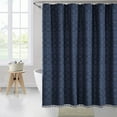 thumbnail image 1 of ajkijo Bohemian Solid Color Polyester Shower Curtain with Waterproof Design, Elegant Bathroom Decor Navy, 1 of 6