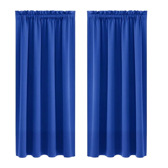 ajkijo Curtains for Heat Insulation and Energy Saving, Black Silk Curtains with Ama Border, Scandinavian Style, Suitable for Bedroom and Kitchen, Dark Environment Blue