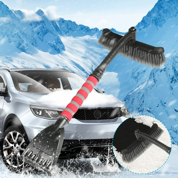 ajkijo Detachable Multifunctional Snow Removal Shovel, Car Snow Brush with Telescopic Metal Rod, PVC Bristles, and Non-Slip Handle for Household Use, Removable and Convenient Storage