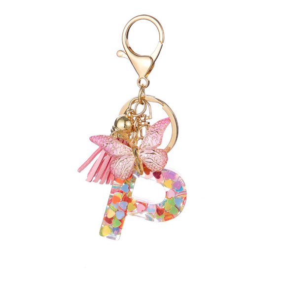 ajkijo Personalized English Letter Keychain Pendant, Customize Your Accessory with a Unique Initial P