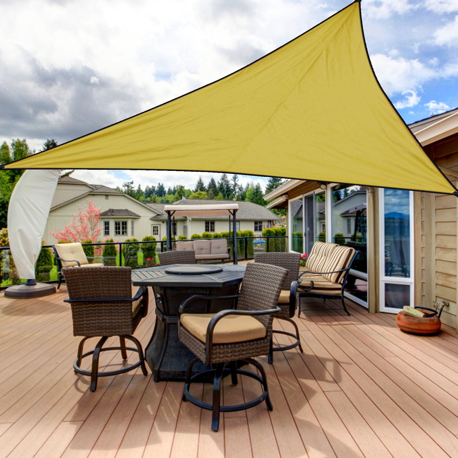 ajkijo Triangle Sun Shade Sail Canopy Sunshade Outdoor Heavy Duty ...