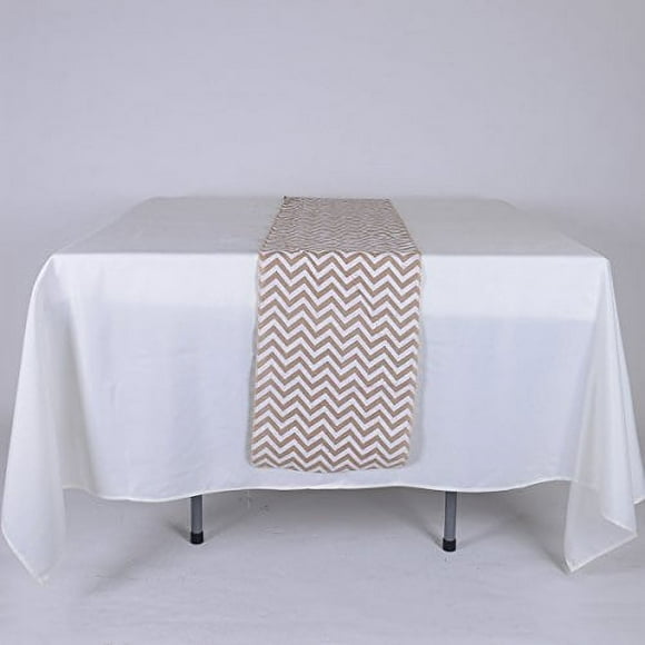 ak-trading 14" inches x 108 inches chevron design burlap table runner (white chevron)