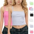 thumbnail image 1 of akafmk 2-Pack Girls Camisole Dance Tank Tops Solid Color Crew Neck Sleeveless Base Layer Inner Wear Slim Undershirts 3-14 Years, 1 of 7