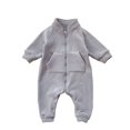 thumbnail image 1 of akafmk Baby Romper Fleece Full Zip Rompers Long Sleeved Winter Warm Sleepwear Homewear One Piece Jumpsuit with Pockets, Size 3-9 Months, 1 of 5