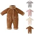 thumbnail image 1 of akafmk Baby Romper Winter Warm Fleece Lined Rompers Stand Collar Button Up Thickened Warm Outdoor One Piece Snowsuit, Size 1-2 Years, 1 of 8