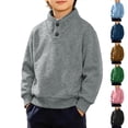 thumbnail image 1 of akafmk Boys Mockneck Sweatshirts Long Sleeve Pullover Sweatshirt Button Stand Collar Ribbed Cuffs Casual Tops Kids Fall Winter Clothes, Size 4-5 Years, 1 of 7