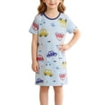 thumbnail image 1 of akafmk Girls Dresses Knit Short Sleeve T-Shirt Dress Cute Thin Breathable Sleepwear Loungewear Casual Summer House Dresses, 3-13 Years, 1 of 6