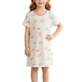 thumbnail image 1 of akafmk Girls Dresses Knit Short Sleeve T-Shirt Dress Cute Thin Breathable Sleepwear Loungewear Casual Summer House Dresses, 3-13 Years, 1 of 6