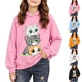 thumbnail image 1 of akafmk Girls Graphic Hoodies Lightweight Hoodie Sweatshirt Long Sleeve Pullover Tops Cute Versatile Fall Clothes, Size 5-6 Years, 1 of 7
