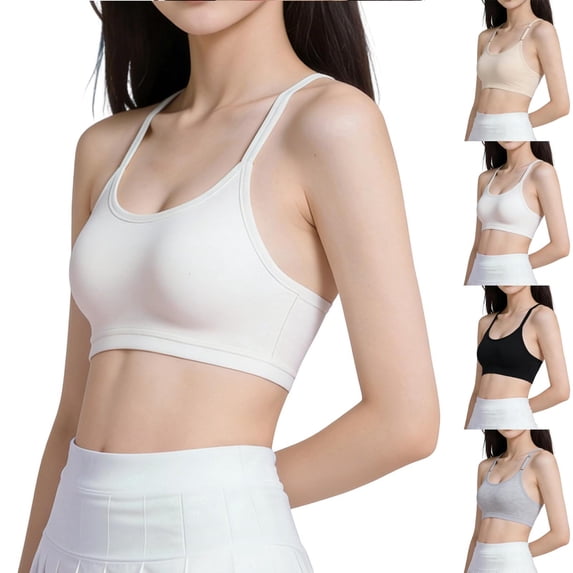 akafmk Girls Padded Bras Spahetti Straps Soft Comfortable Youth Training Bra 9-15 Years
