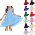 thumbnail image 1 of akafmk Girls Princess Birthday Dresses Polka Dots Jacquards Mesh Loose Short Sleeve Crew Neck Dresses 5-16 Years, 1 of 7