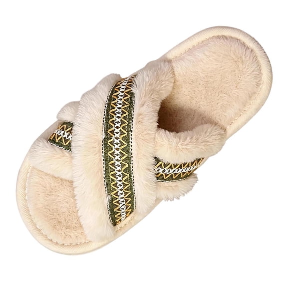 akafmk House Slippers for Women Open Toe Slide Slippers Fuzzy Soft ...
