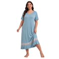 thumbnail image 1 of akafmk Long Nightgowns for Women Short Sleeve Sleep Dress Ruffle Hem Casual Fashion Soft Sleepwear Homewear House Dress, Sizes 2XL, 1 of 8