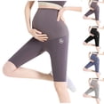thumbnail image 1 of akafmk Maternity Knee Length Leggings with Pockets Over The Belly Biker Shorts Pregnancy Yoga Pants Sports Workout 8.5", 1 of 7