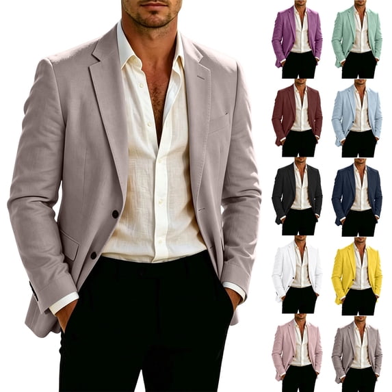 akafmk Men's Blazer Business Casual Work Jacket Notch Lapel Button Closure Dress Jacket Lightweight Slim Suit Coat with Pockets