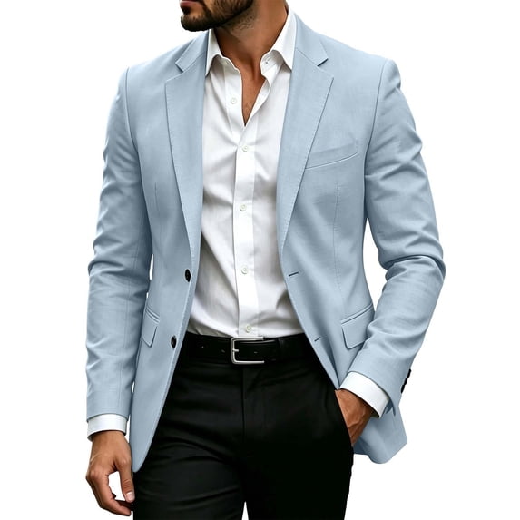 akafmk Men's Blazer Business Casual Work Jacket Notch Lapel Button Closure Dress Jacket Lightweight Slim Suit Coat with Pockets