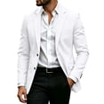 thumbnail image 1 of akafmk Men's Blazer Business Casual Work Jacket Notch Lapel Button Closure Dress Jacket Lightweight Slim Suit Coat with Pockets, 1 of 8