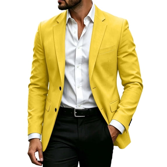 akafmk Men's Blazer Business Casual Work Jacket Notch Lapel Button Closure Dress Jacket Lightweight Slim Suit Coat with Pockets