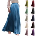 thumbnail image 1 of akafmk Pleated Maxi Skirts for Women Ruffle Elastic Waist Tiered Skirt Comfortable Spring Summer Daily Skirts, 1 of 7