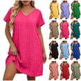 thumbnail image 1 of akafmk Plus Size Dresses for Women Short Sleeve Loose Flowy V Neck House Dresses Loungewear Sundress Summer Casual T Shirt Dress, 1 of 6