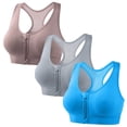 thumbnail image 1 of akafmk Plus Size Womens Zip Front Sports Bras 3-Pack Breathable Workout Sports Running Tank Bras, 1 of 6