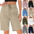 thumbnail image 1 of akafmk Women's 7" Bermuda Shorts Drawstring Tailored Loose Dressy Summer Shorts with Pockets, 1 of 7