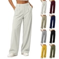 thumbnail image 1 of akafmk Womens Dress Pants Pleated Front Business Casual Pants Twill Stretch High Waist Wide Leg Work Office Leg Pants, Size M, 1 of 8