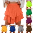 thumbnail image 1 of akafmk Womens Short Skirts Solid Boho Tiered Ruffle Elastic High Waist Flowy Casual A-Line Skirt Summer Beach Vacation, 1 of 7