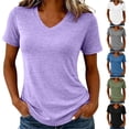 thumbnail image 1 of akafmk Womens Short Sleeve Tops V Neck Plain T-Shirts Loose Soft Comfortable Casual Summer Tops, Size S, 1 of 6