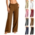 thumbnail image 1 of akafmk Womens Wide Leg Sweatpants Fall Winter Sweatpants with Elastic Waistband Loose Soft Casual Workout Sweatpants, Size M, 1 of 6
