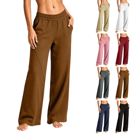 akafmk Womens Wide Leg Sweatpants Fall Winter Sweatpants with Elastic Waistband Loose Soft Casual Workout Sweatpants, Size M