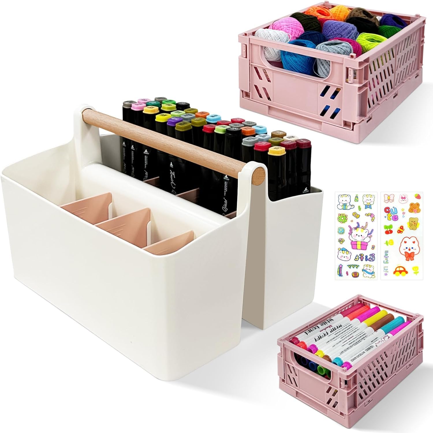 akisey 3 Pack Craft Organizers and Storage, Portable Plastic Art Caddy