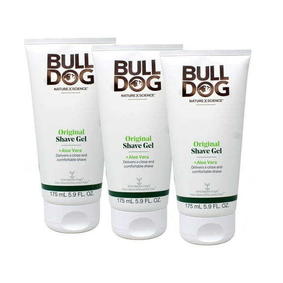 BULL DOG Shave Gel for Men, Aloe Vera Enriched, Delivers a Close & Comfortable Shave, 95% Natural , 5.9 fl oz (Pack of 3)