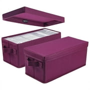 CD Storage Boxes - Pack of 2 CD Case Holder, Container holds 30 CDs in full jewel cases, 60 CDs in slim cases, and 165 discs in CD sleeves - (2pack-rose red)