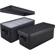 CD Storage Boxes - Pack of 2 CD Case Holder, Container holds 30 CDs in full jewel cases, 60 CDs in slim cases, and 165 discs in CD sleeves - 2pack-black