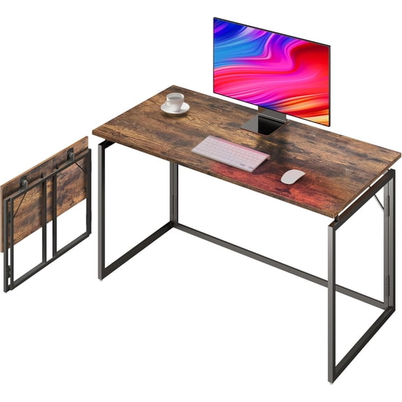 alawooder Folding Desk - 31.5" Wood Top Foldable Desk for Small Spaces | No Assembly Required Compact Desk for Home Office, Writing, and Study