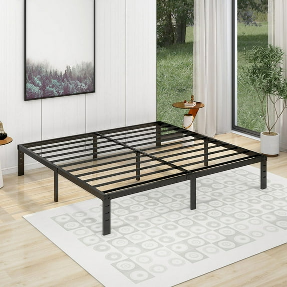 alazyhome 14 inch Metal Platform King Bed Frame with Heavy Duty Steel Slat Support, Black