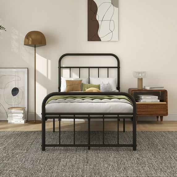 alazyhome Classic Metal Twin XL Size Platform Bed Frame, Black
