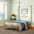 thumbnail image 1 of alazyhome Full Size Canopy Metal Bed Frame, Metal Slat Support, Gold, 1 of 6