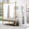 thumbnail image 1 of alazyhome Full ​Size Metal Canopy Bed Frame, Modern Design, Gold, 1 of 6