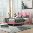 thumbnail image 1 of alazyhome Full Size Upholstered Platform Bed Frame, Easy Assemble, Pink, 1 of 7
