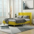 thumbnail image 1 of alazyhome Full Size Upholstered Platform Bed Frame, Easy Assemble, Yellow, 1 of 7