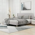 thumbnail image 1 of alazyhome King Size Upholstered Platform Bed Frame, Easy Assemble, Light Grey, 1 of 6