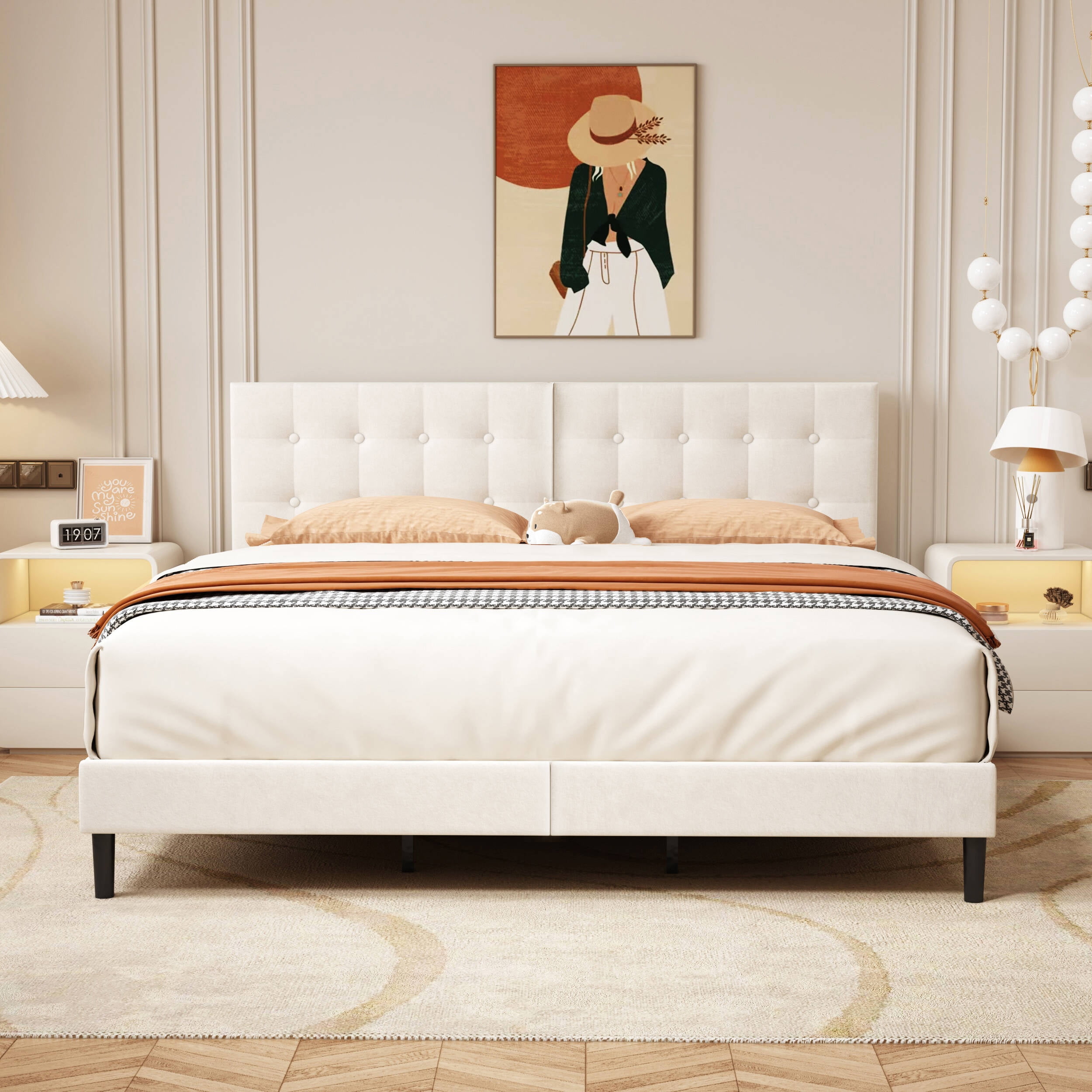 King size cushion bed frame discount