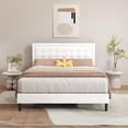 thumbnail image 1 of alazyhome Linen Upholstered Platform Bed Frame Queen Size with Button Tufting Headboard , Easy Assembly, White, 1 of 6