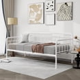 thumbnail image 1 of alazyhome Metal Twin Daybed Frame, Sofa Bed for Living Guest Room, White, 1 of 7