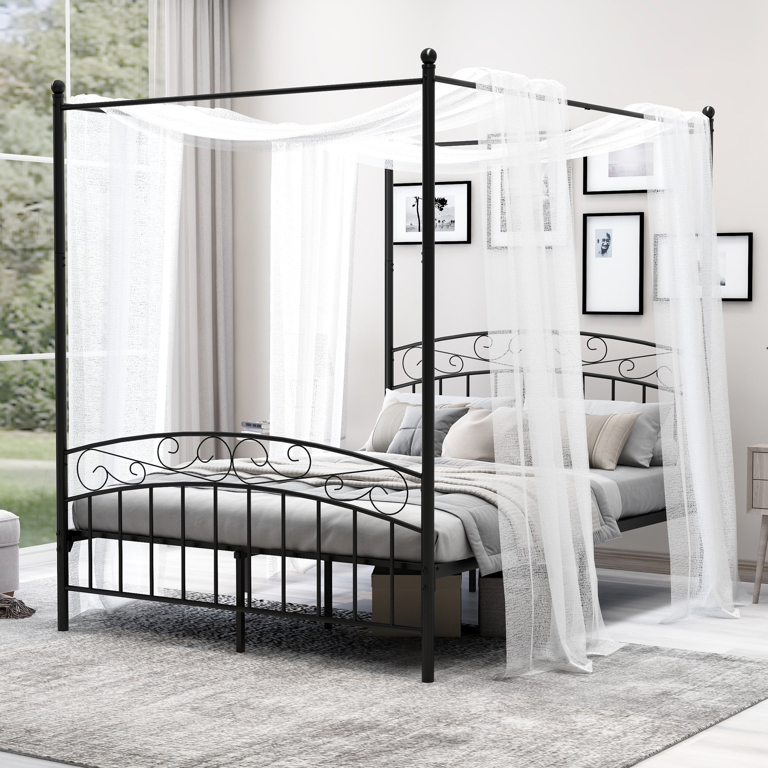 Cheap canopy bed frame queen discount
